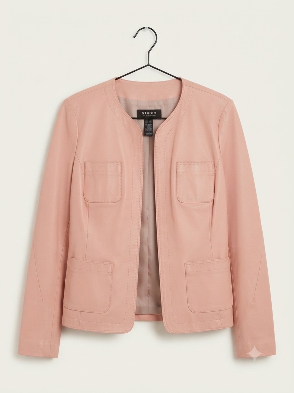Studio by Liz Claiborne Blush Pink Leather Collarless Jacket